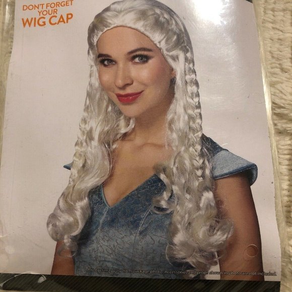 Long Wig With Braids White Adult One Size New - Picture 1 of 3